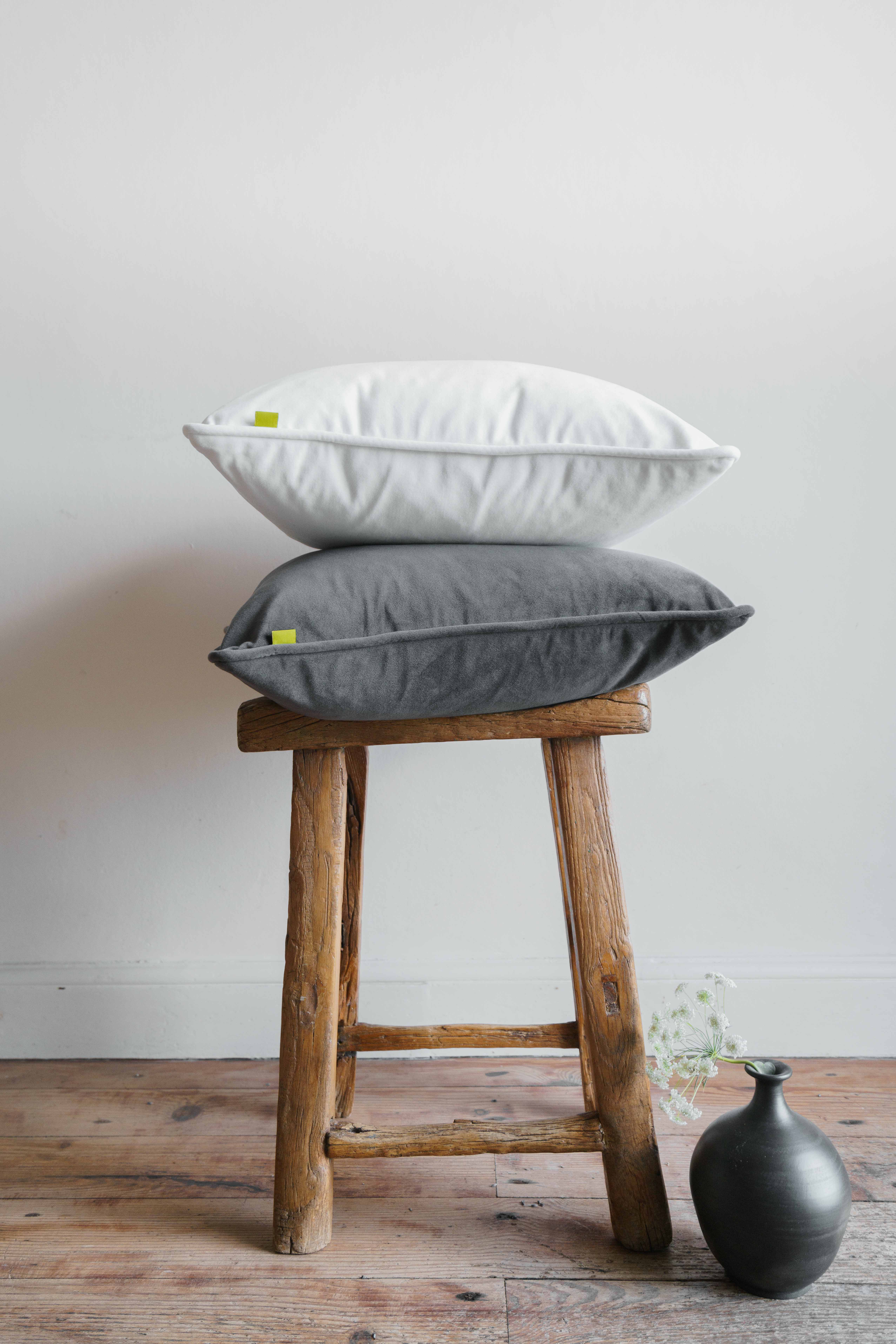 Herringbone cushion and luxury velvet for home decoration. 