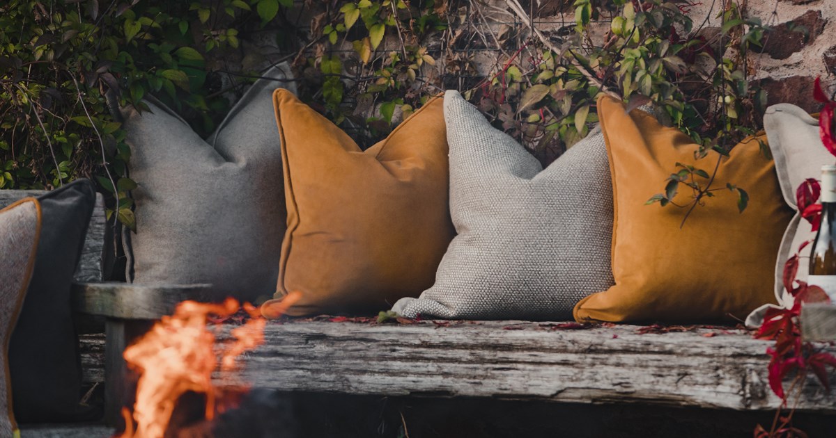 Unusual scatter cushions in a variety of autumnal tones
