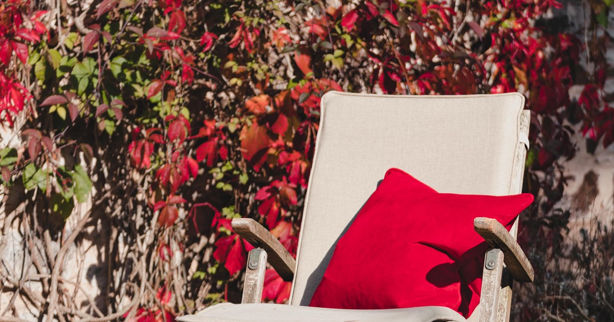 Autumnal inspired luxury soft furnishings in outdoor space