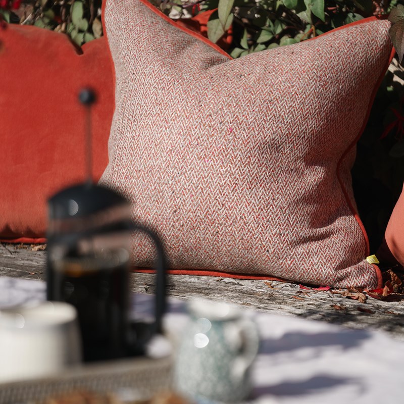 Luxury soft furnishings in Autumnal colours and fabrics