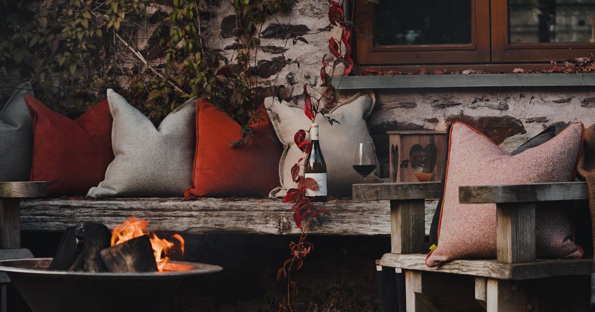 Range of oxford cushions and herringbone cushions in autumnal tones.